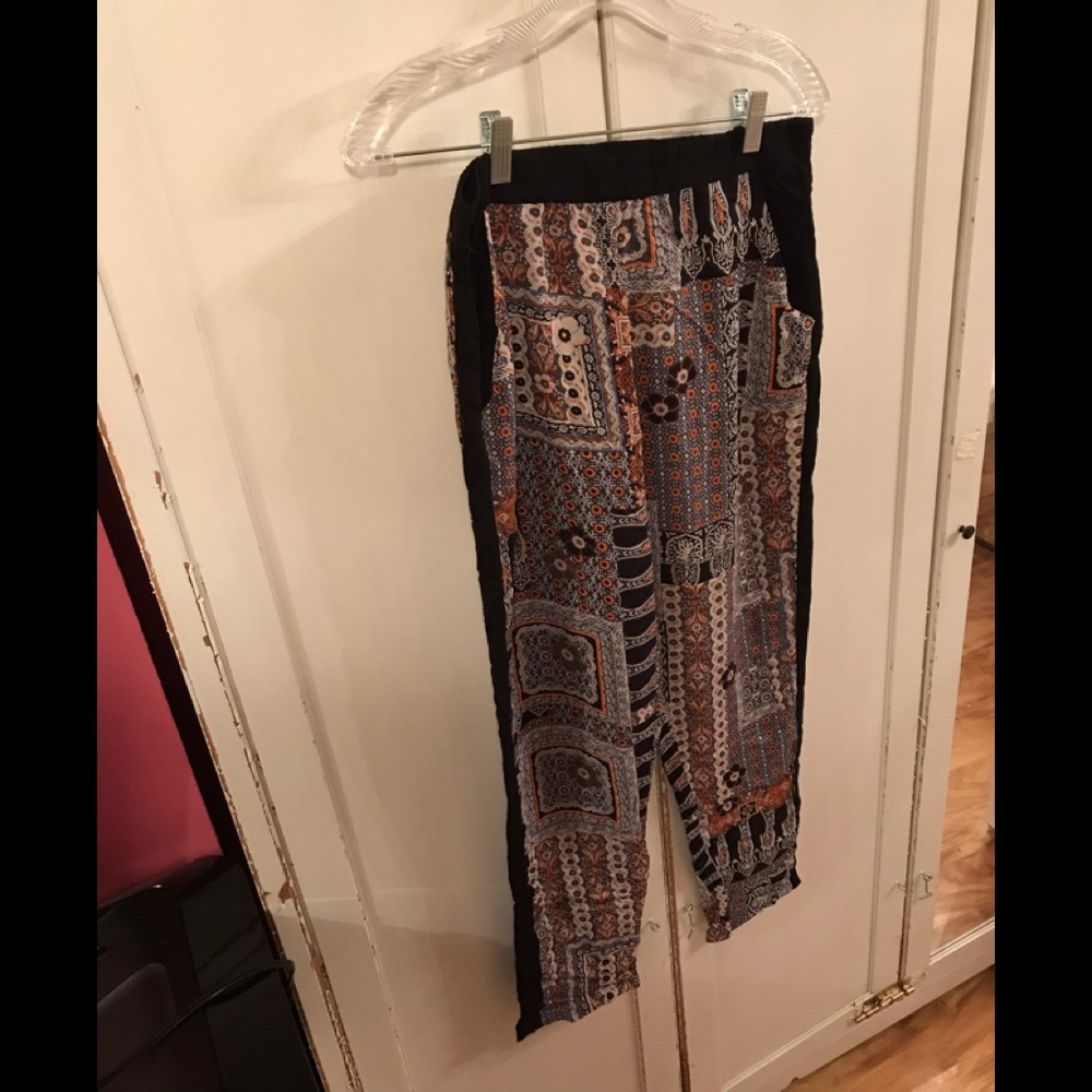 Bohemian Pant 90’s Style Hippie Chic Dark Print - Picture 9 of 12